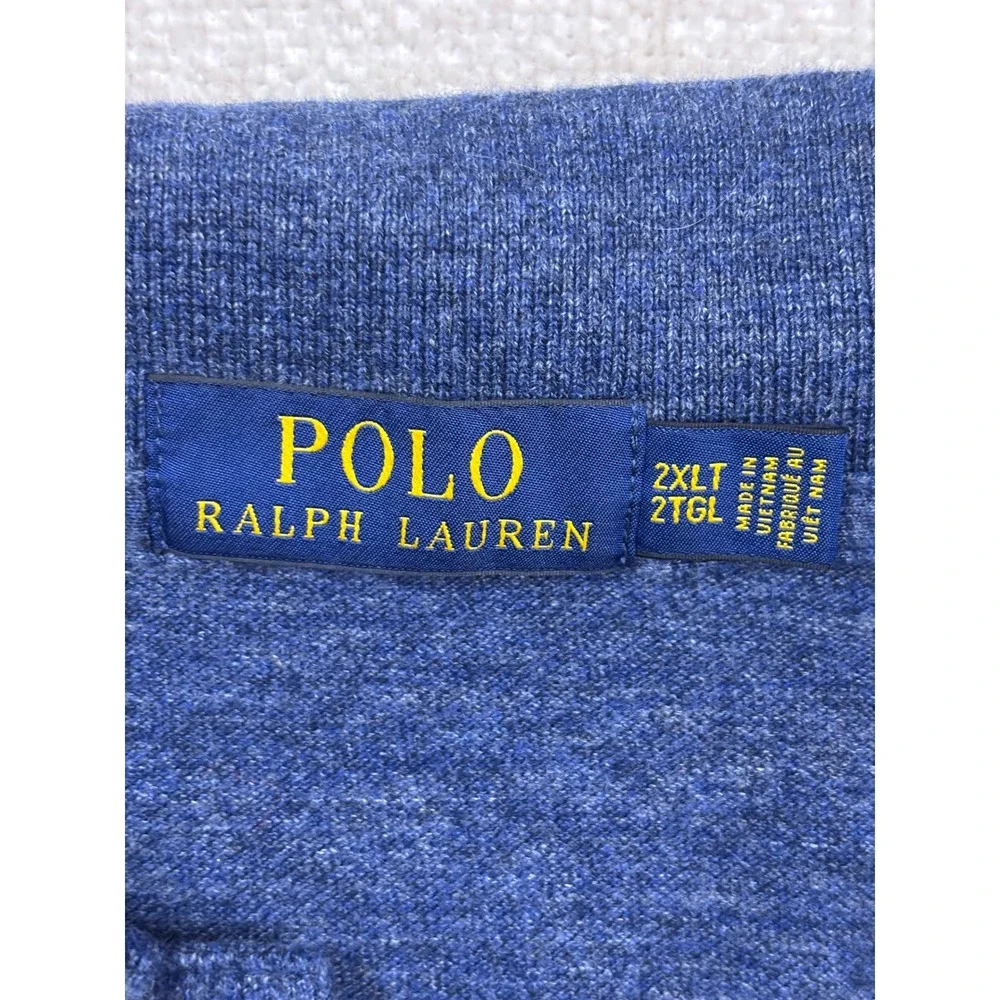 Polo Ralph Lauren Mens 2XLT Blue Heather Short Sleeve Pony Logo Polo Shirt